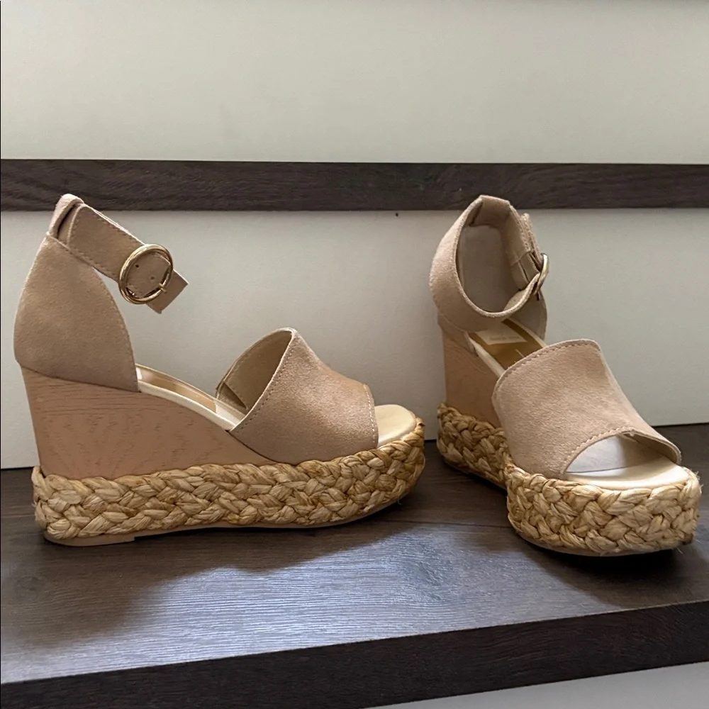 Dolce Vita Tan Suede Espadrille Platform Wedge Sandals Size 6